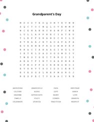Grandparents Day Word Search Puzzle