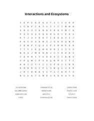 Interactions and Ecosystems Word Search Puzzle