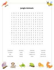 Jungle Animals Word Search Puzzle