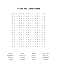 Marine and Coast Guards Word Search Puzzle