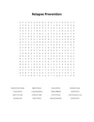 Relapse Prevention Word Search Puzzle