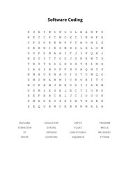 Software Coding Word Search Puzzle