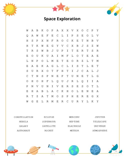 Space Exploration Word Search Puzzle