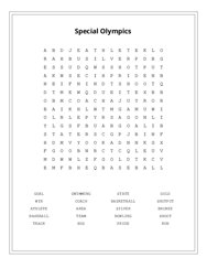 Special Olympics Word Scramble Puzzle