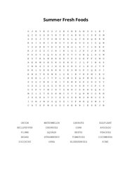 Summer Fresh Foods Word Search Puzzle