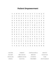 Patient Empowerment Word Search Puzzle