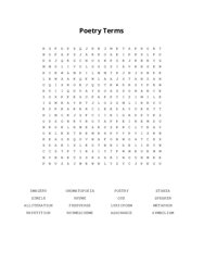 Poetry Terms Word Scramble Puzzle
