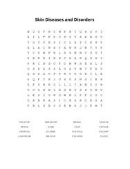 Skin Diseases and Disorders Word Search Puzzle