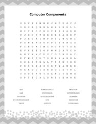Computer Components Word Scramble Puzzle