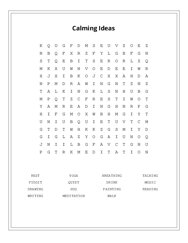 Calming Ideas Word Search Puzzle