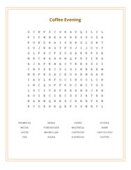 Coffee Evening Word Scramble Puzzle