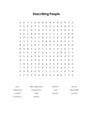 Describing People Word Search Puzzle