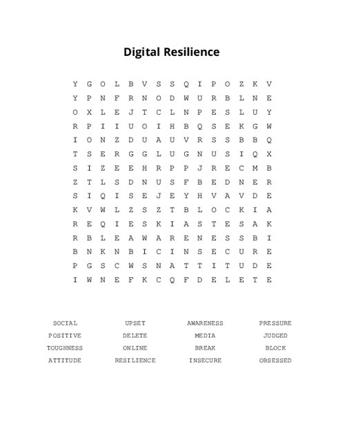 Digital Resilience Word Search Puzzle