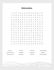 Distractions Word Search Puzzle