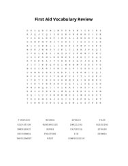 First Aid Vocabulary Review Word Scramble Puzzle