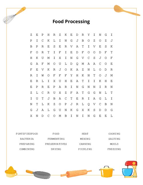 Food Processing Word Search Puzzle