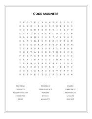 GOOD MANNERS Word Search Puzzle