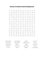 Human Growth and Development Word Scramble Puzzle