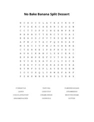 No Bake Banana Split Dessert Word Scramble Puzzle