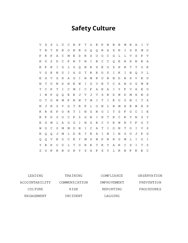 Safety Culture Word Search Puzzle