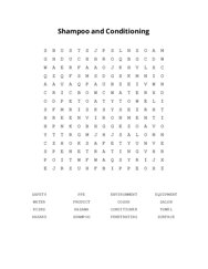 Shampoo and Conditioning Word Search Puzzle