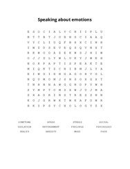 Speaking about emotions Word Search Puzzle