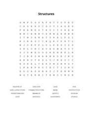 Structures Word Scramble Puzzle