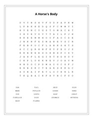 A Horses Body Word Search Puzzle