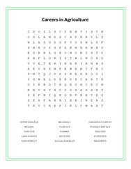 Careers in Agriculture Word Search Puzzle