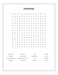 Citizenship Word Scramble Puzzle