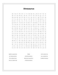 Dinosaurus Word Search Puzzle