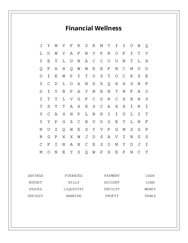 Financial Wellness Word Scramble Puzzle