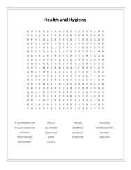 Health and Hygiene Word Search Puzzle