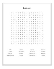 Jealousy Word Scramble Puzzle