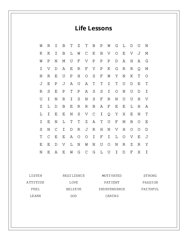 Life Lessons Word Search Puzzle