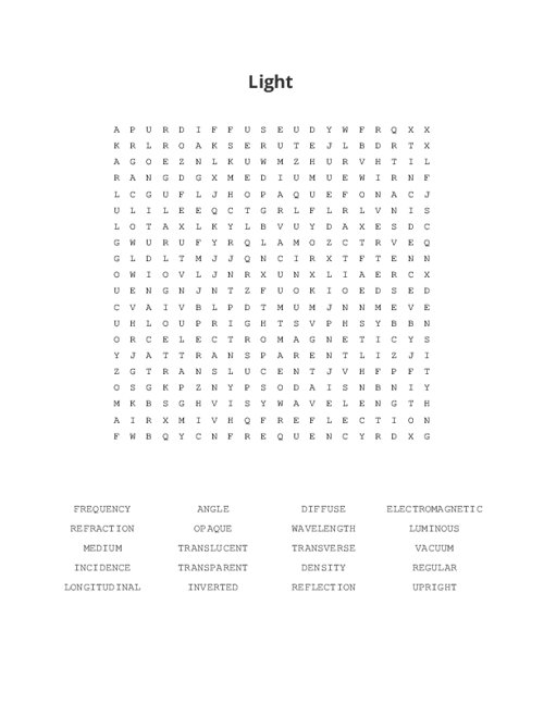 Light Word Search Puzzle