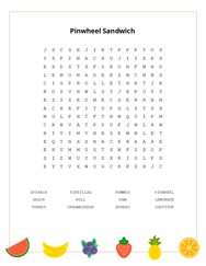Pinwheel Sandwich Word Search Puzzle