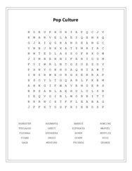 Pop Culture Word Scramble Puzzle