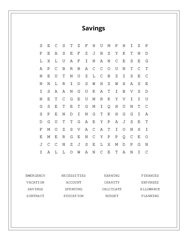 Savings Word Scramble Puzzle