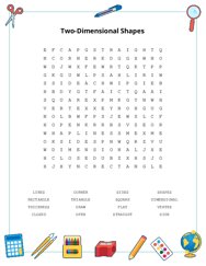Two-Dimensional Shapes Word Search Puzzle