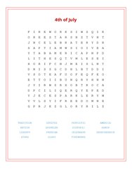 4th of July Word Scramble Puzzle