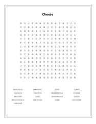 Cheese Word Scramble Puzzle