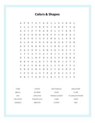 Colors & Shapes Word Scramble Puzzle