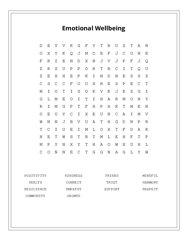 Emotional Wellbeing Word Scramble Puzzle