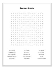 Famous Ghosts Word Scramble Puzzle