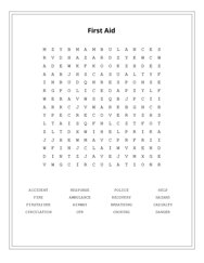 First Aid Word Search Puzzle