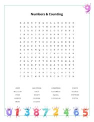 Numbers & Counting Word Scramble Puzzle