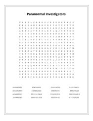 Paranormal Investigators Word Scramble Puzzle
