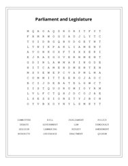 Parliament and Legislature Word Scramble Puzzle