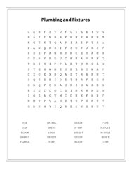 Plumbing and Fixtures Word Scramble Puzzle